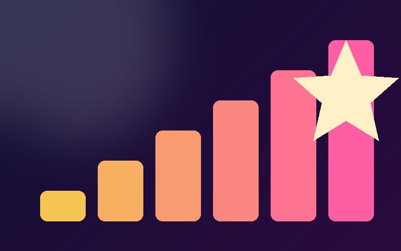 Rising level bars and a star